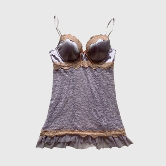 Lavie enrOne Sizee Pastel Purple & Pink Lace Lingerie Bustier Mini Dress - Picture 1 of 4